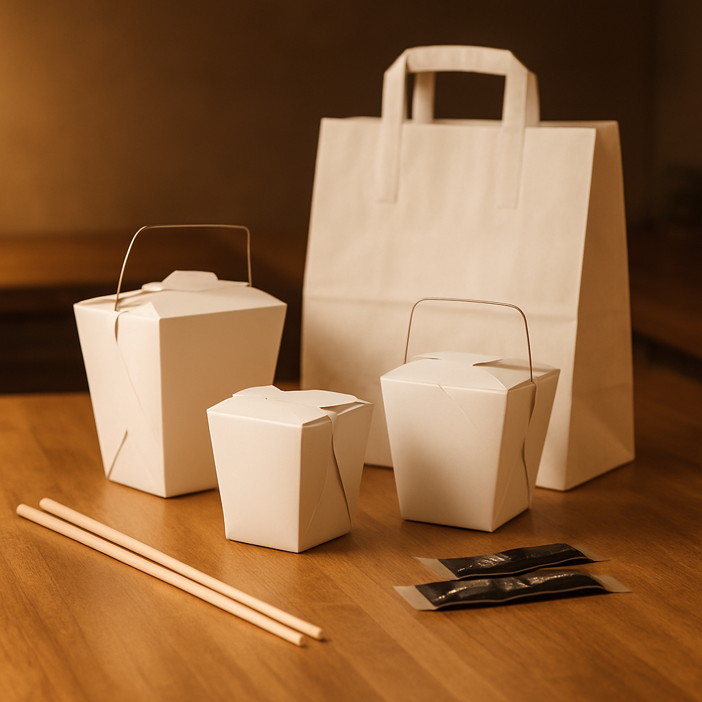 Neat takeaway boxes ready for local delivery